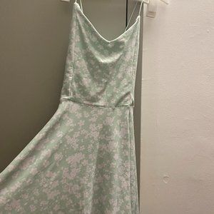 Green floral skater dress. Size M